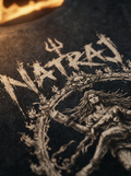 Nataraj Oversized T-Shirt — Washed Black 240 GSM Cotton Terry Shiva Tandava Front Print