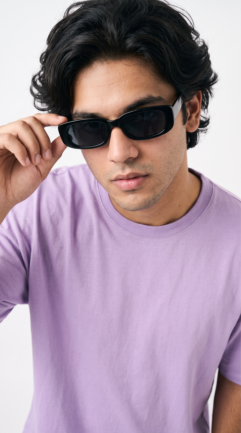 Lavender Oversized T-Shirt — 240 GSM Cotton Terry Plain Drop Shoulder Tee