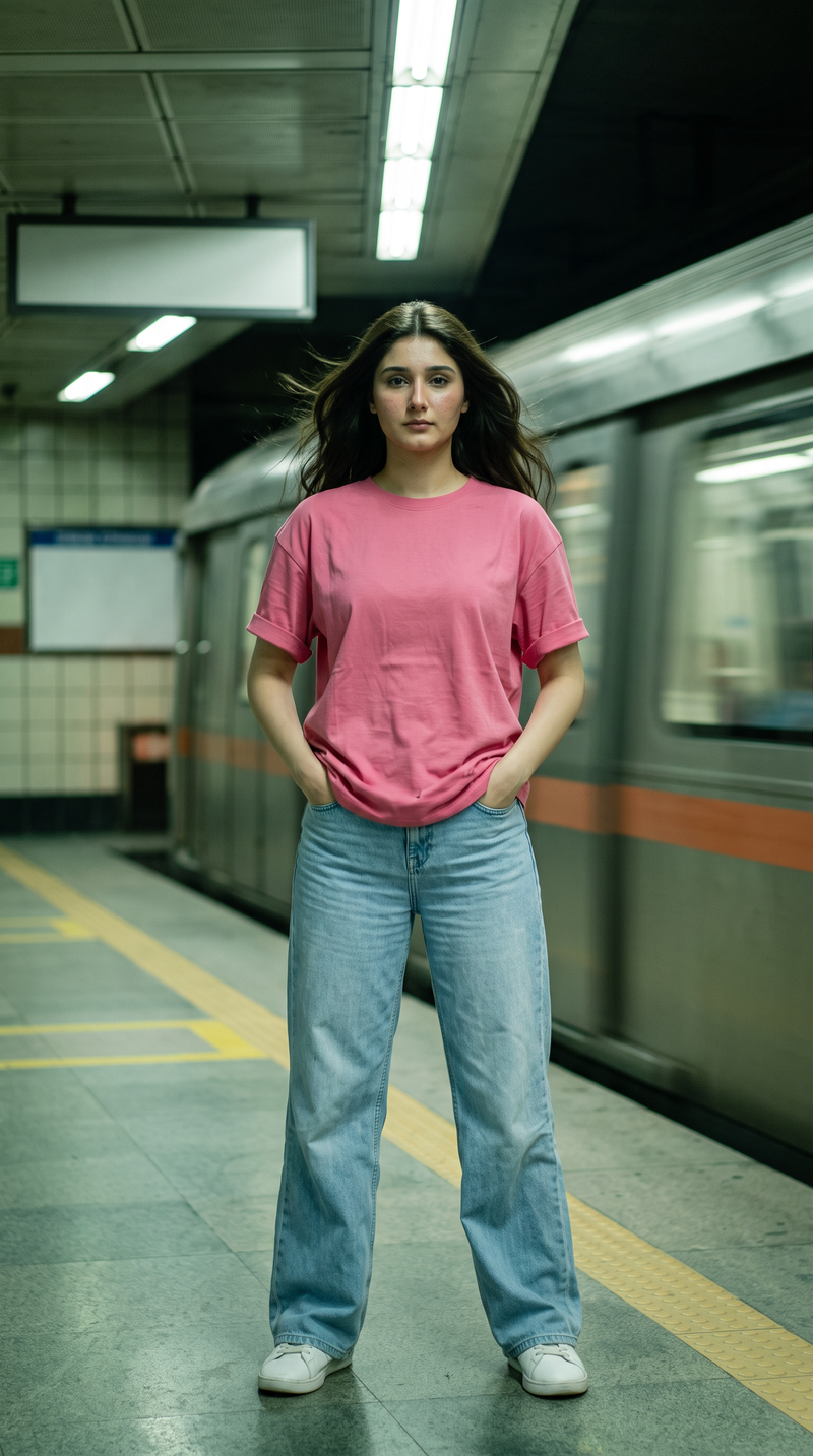 Hot Pink Oversized T-Shirt for Women – 240 GSM Cotton Terry Relaxed Fit Tee