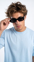 Sky Blue Oversized T-Shirt — 240 GSM Cotton Terry Plain Drop Shoulder Tee