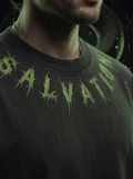 Salvation Oversized T-Shirt — Washed Black 240 GSM Cotton Terry Serpent Back Print