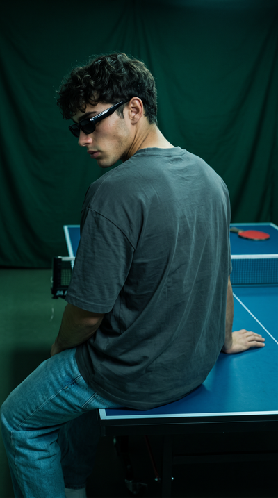 Charcoal Grey Oversized T-Shirt — 240 GSM Cotton Terry Plain Drop Shoulder Tee