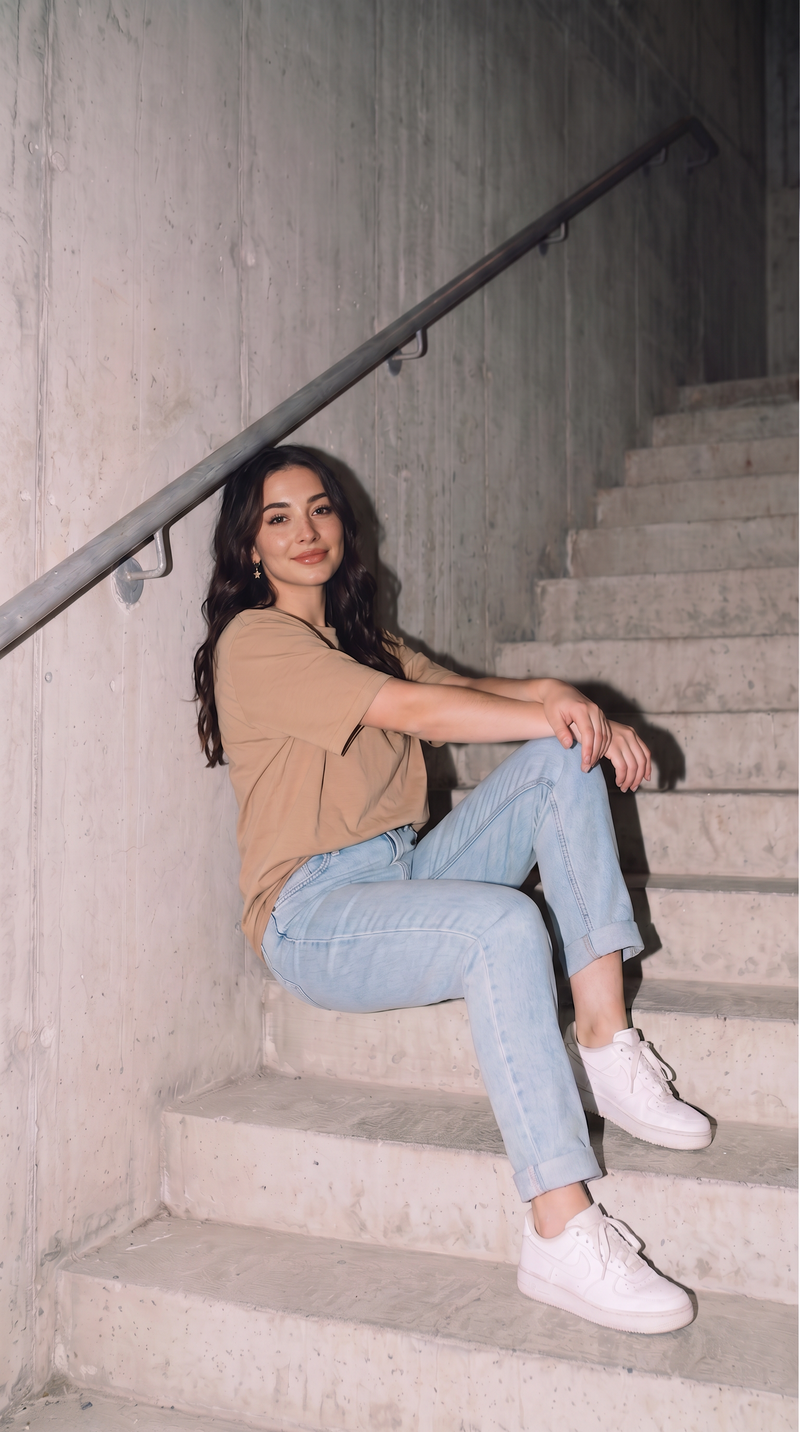 Beige Oversized T-Shirt for Women – 240 GSM Cotton Terry Relaxed Fit Tee