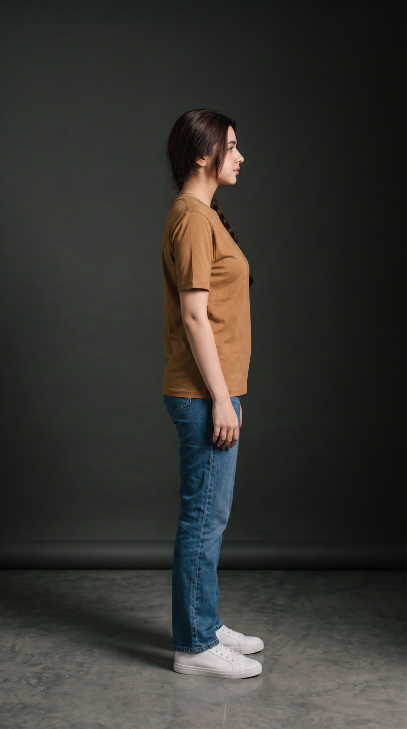 Camel Brown Basic T-Shirt for Women – 230 GSM Cotton Sinker Plain Crew Neck Tee