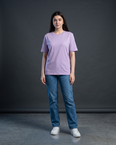 Lavender Basic T-Shirt for Women – 230 GSM Cotton Sinker Plain Crew Neck Tee