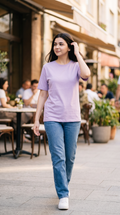 Lavender Basic T-Shirt for Women – 230 GSM Cotton Sinker Plain Crew Neck Tee