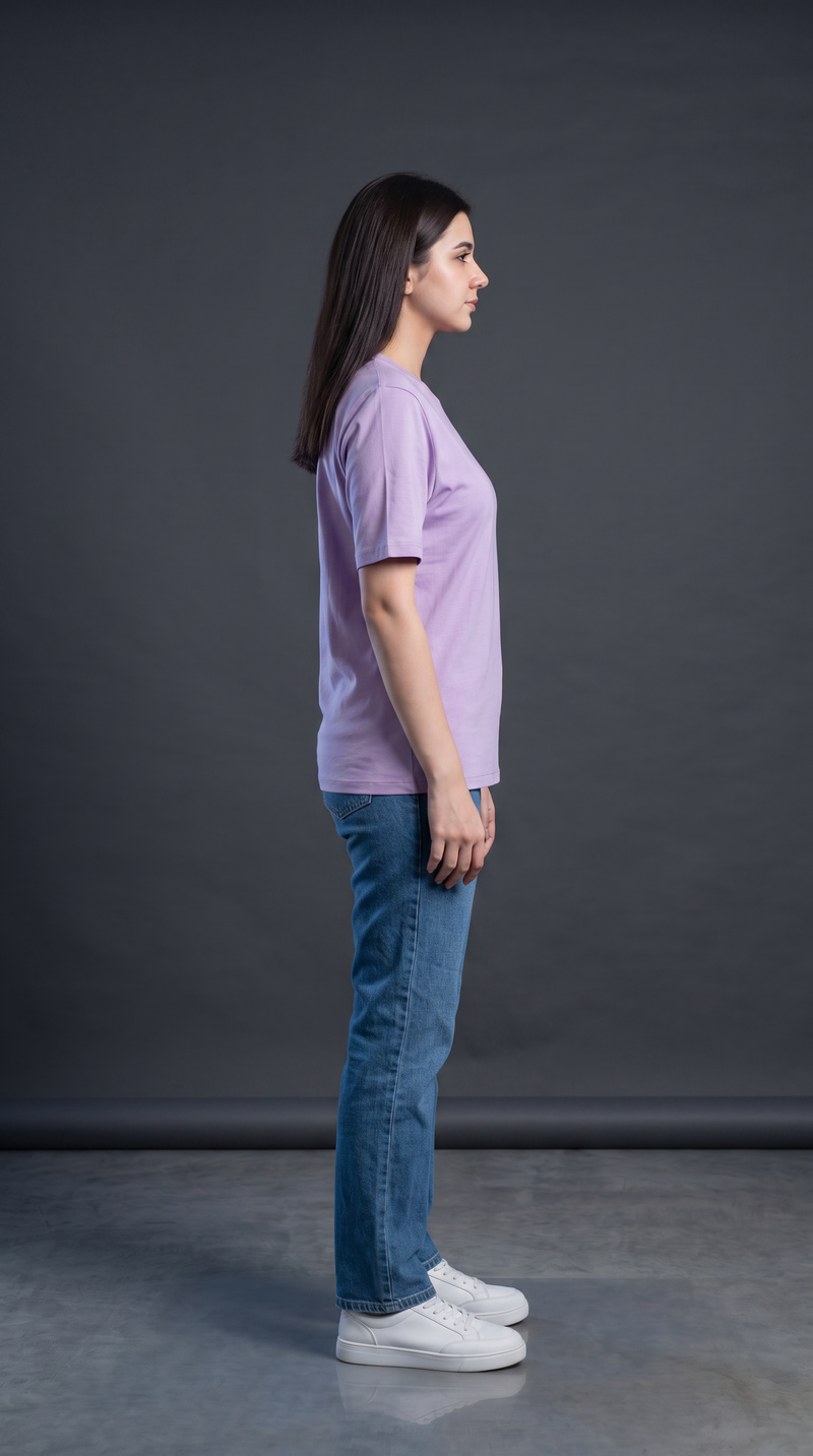 Lavender Basic T-Shirt for Women – 230 GSM Cotton Sinker Plain Crew Neck Tee