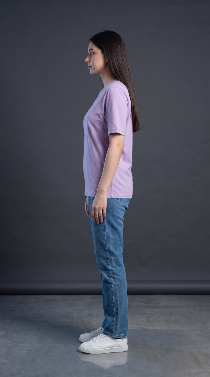 Lavender Basic T-Shirt for Women – 230 GSM Cotton Sinker Plain Crew Neck Tee