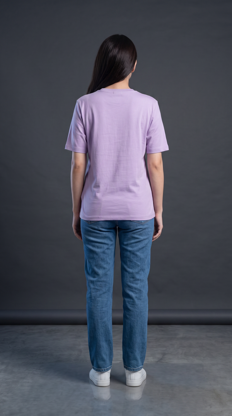 Lavender Basic T-Shirt for Women – 230 GSM Cotton Sinker Plain Crew Neck Tee