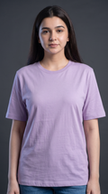 Lavender Basic T-Shirt for Women – 230 GSM Cotton Sinker Plain Crew Neck Tee