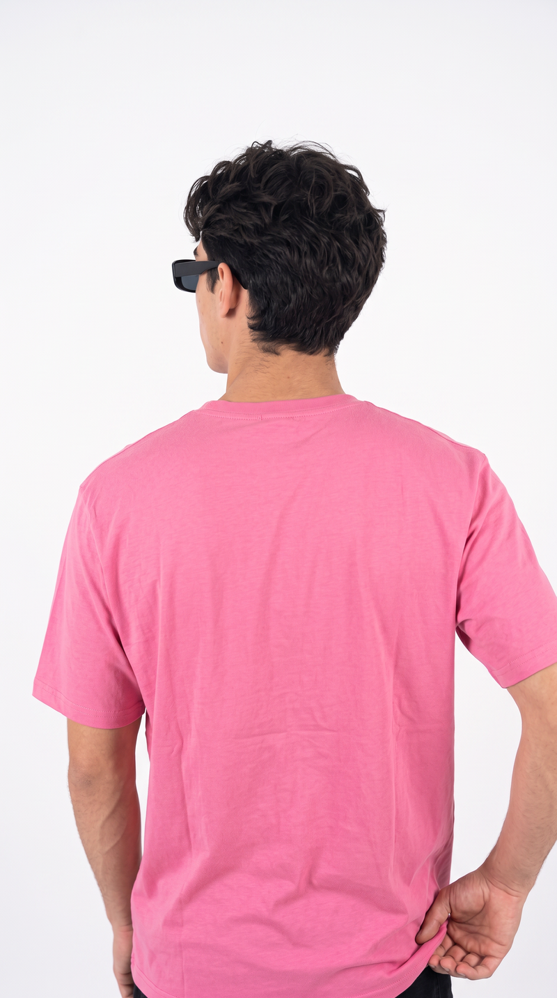 Hot Pink Oversized T-Shirt — 240 GSM Cotton Terry Plain Drop Shoulder Tee
