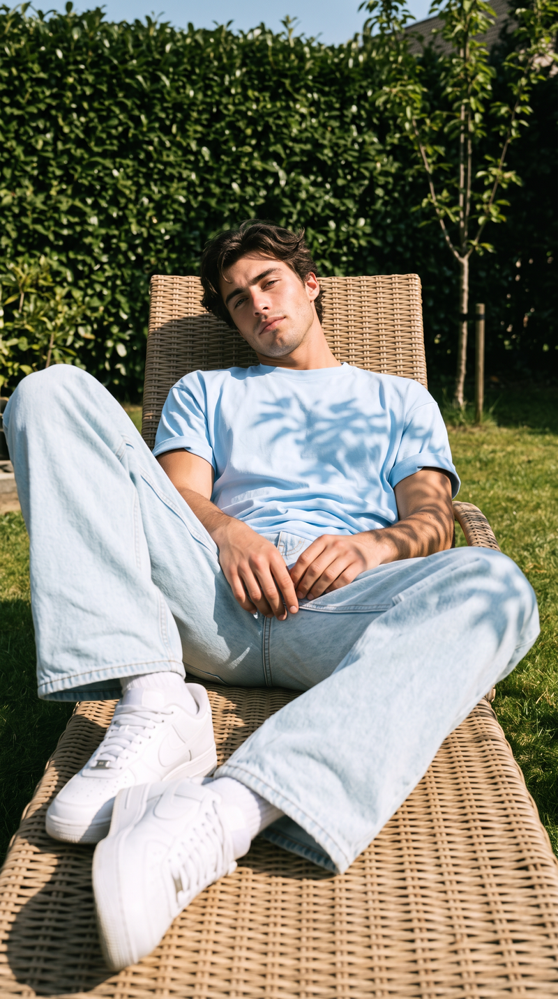 Sky Blue Oversized T-Shirt — 240 GSM Cotton Terry Plain Drop Shoulder Tee