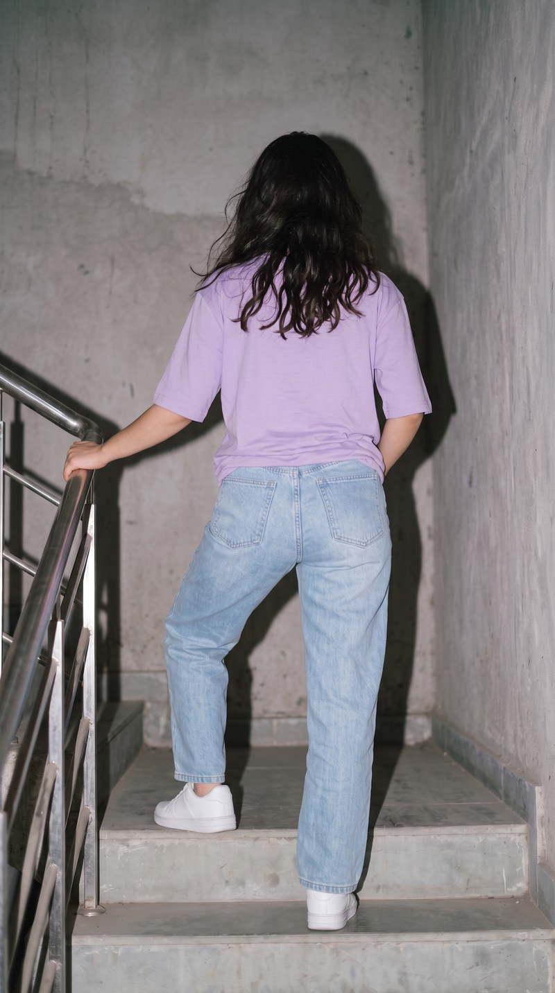 Lavender Oversized T-Shirt for Women – 240 GSM Cotton Terry Relaxed Fit Tee