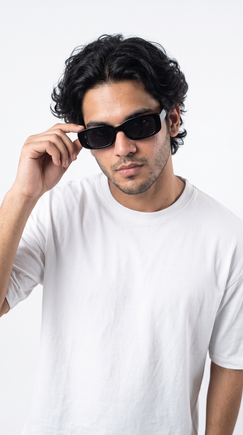 White Oversized T-Shirt — 240 GSM Cotton Terry Plain Drop Shoulder Tee
