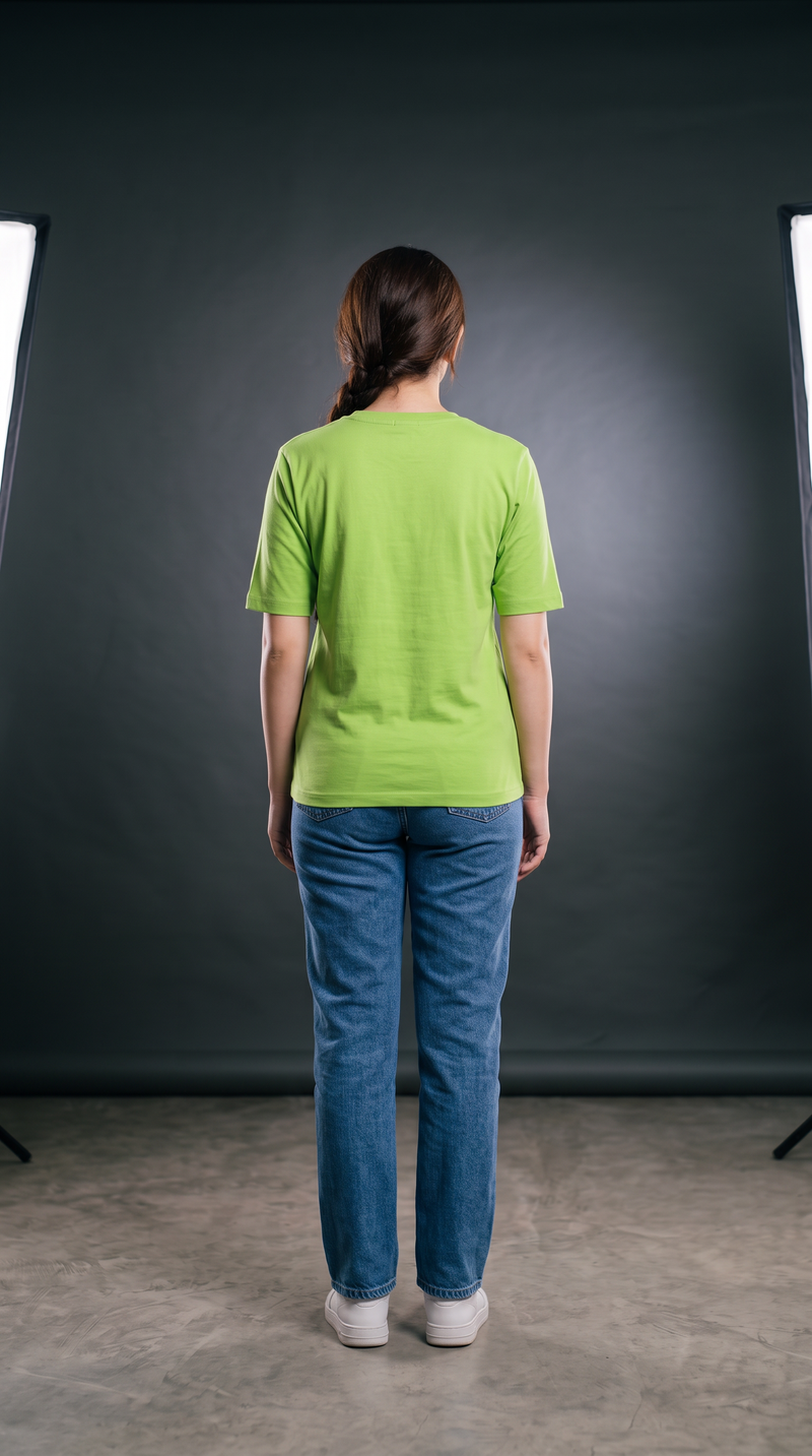 Lime Green Basic T-Shirt for Women – 230 GSM Cotton Sinker Plain Crew Neck Tee