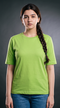 Lime Green Basic T-Shirt for Women – 230 GSM Cotton Sinker Plain Crew Neck Tee
