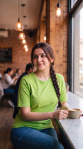 Lime Green Basic T-Shirt for Women – 230 GSM Cotton Sinker Plain Crew Neck Tee