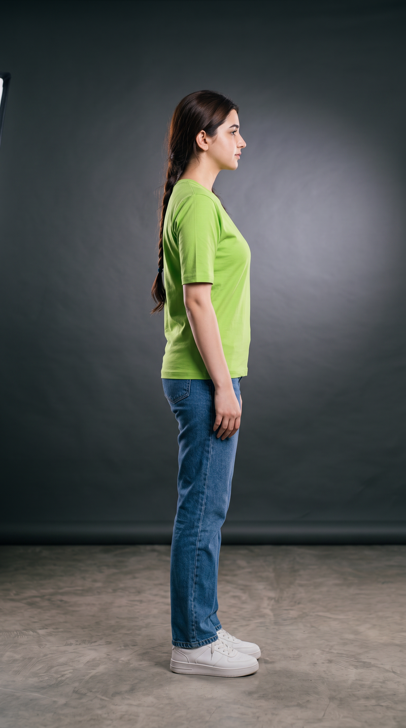 Lime Green Basic T-Shirt for Women – 230 GSM Cotton Sinker Plain Crew Neck Tee