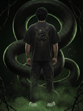 Salvation Oversized T-Shirt — Washed Black 240 GSM Cotton Terry Serpent Back Print