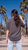 Charcoal Grey Oversized T-Shirt for Women – 240 GSM Cotton Terry Relaxed Fit Tee