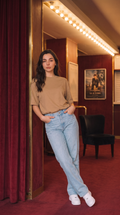 Beige Oversized T-Shirt for Women – 240 GSM Cotton Terry Relaxed Fit Tee