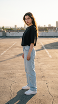 Black Oversized T-Shirt for Women – 240 GSM Cotton Terry Relaxed Fit Tee