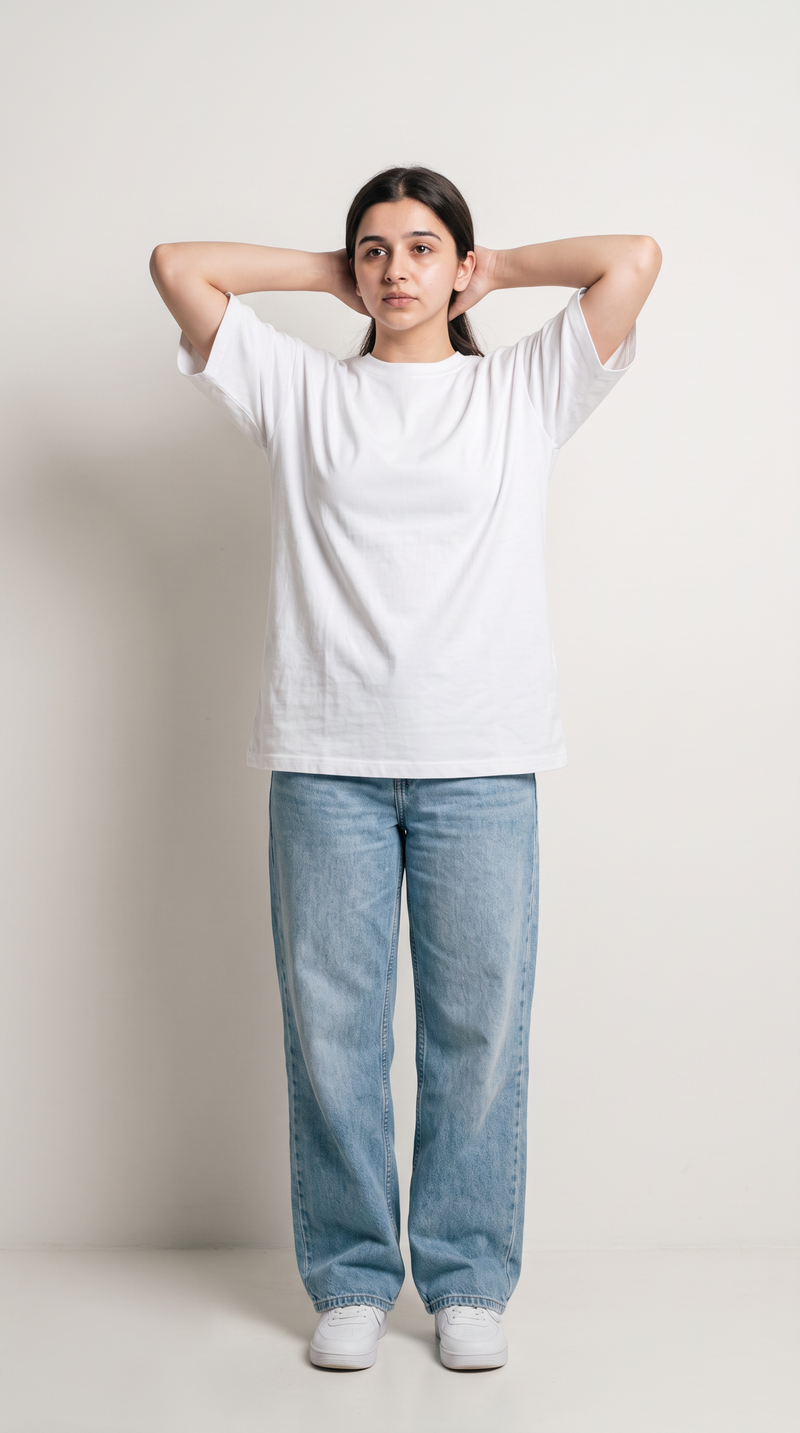 White Oversized T-Shirt for Women – 240 GSM Cotton Terry Relaxed Fit Tee