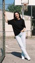 Black Oversized T-Shirt for Women – 240 GSM Cotton Terry Relaxed Fit Tee