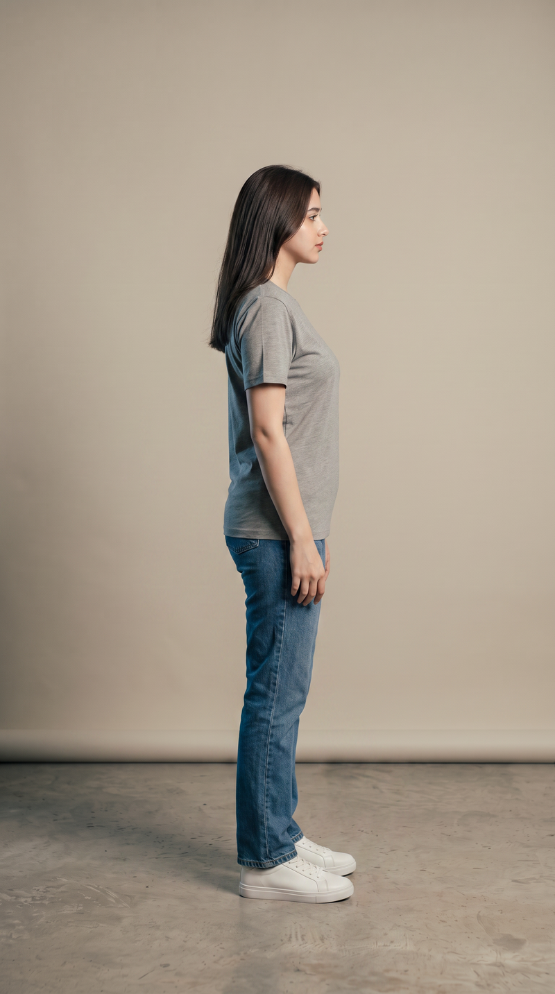 Grey Basic T-Shirt for Women – 230 GSM Cotton Sinker Plain Crew Neck Tee