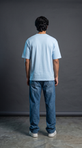 Sky Blue Oversized T-Shirt — 240 GSM Cotton Terry Plain Drop Shoulder Tee