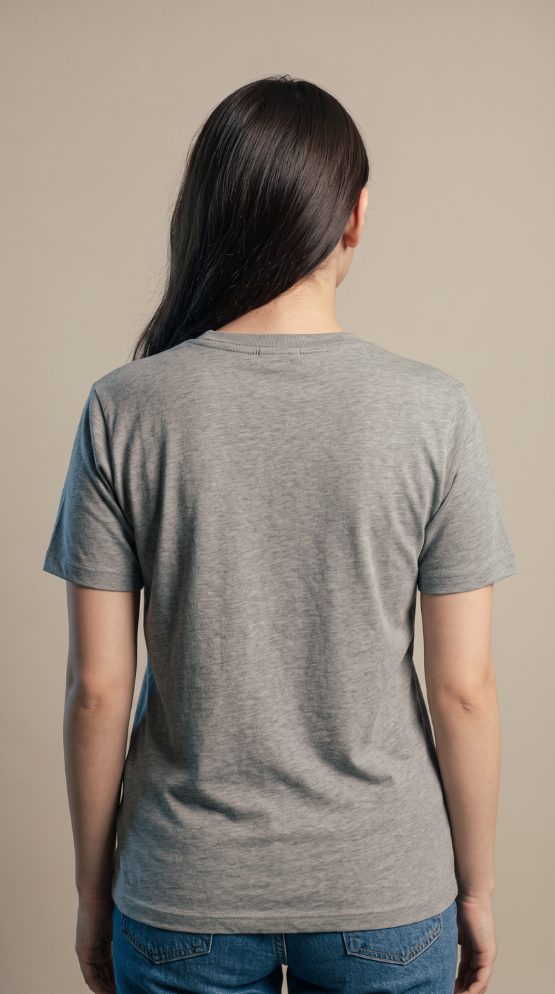 Grey Basic T-Shirt for Women – 230 GSM Cotton Sinker Plain Crew Neck Tee