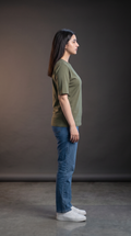 Olive Green Basic T-Shirt for Women – 230 GSM Cotton Sinker Plain Crew Neck Tee