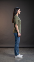 Olive Green Basic T-Shirt for Women – 230 GSM Cotton Sinker Plain Crew Neck Tee