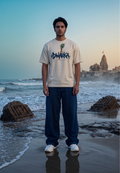 Dwarka The Lost City Oversized T-Shirt — Off White 240 GSM Cotton Terry Back Print