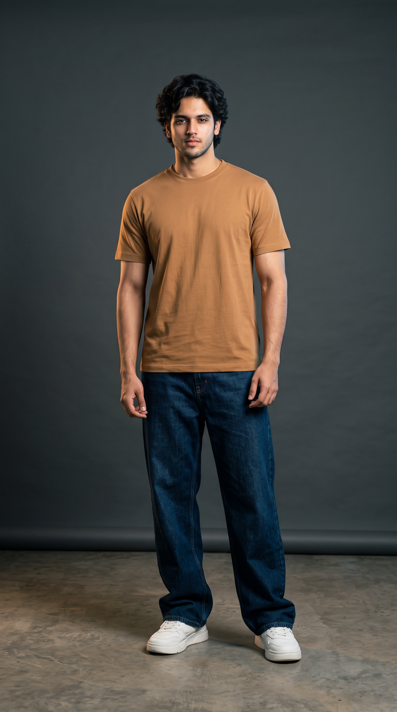Camel Brown Basic T-Shirt | 230 GSM Premium Cotton Sinker