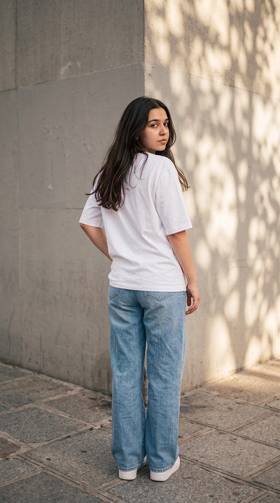 White Oversized T-Shirt for Women – 240 GSM Cotton Terry Relaxed Fit Tee