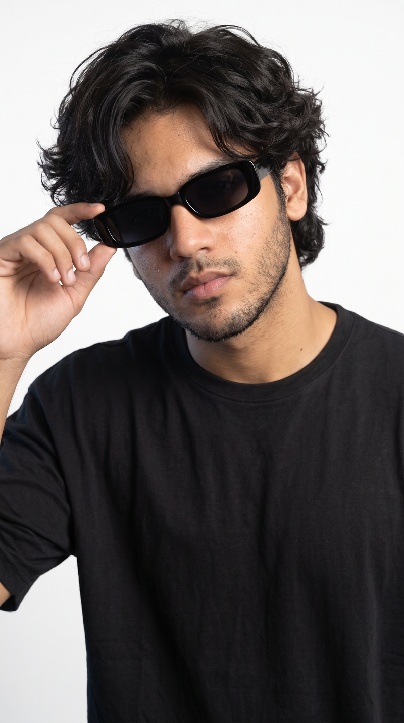 Black Oversized T-Shirt — 240 GSM Cotton Terry Plain Drop Shoulder Tee