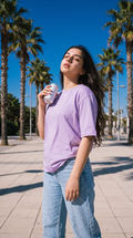 Lavender Oversized T-Shirt for Women – 240 GSM Cotton Terry Relaxed Fit Tee