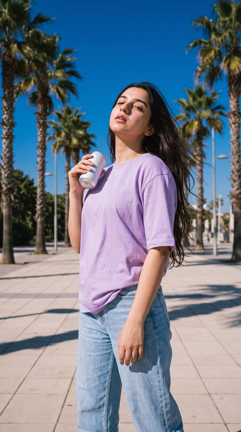 Lavender Oversized T-Shirt for Women – 240 GSM Cotton Terry Relaxed Fit Tee