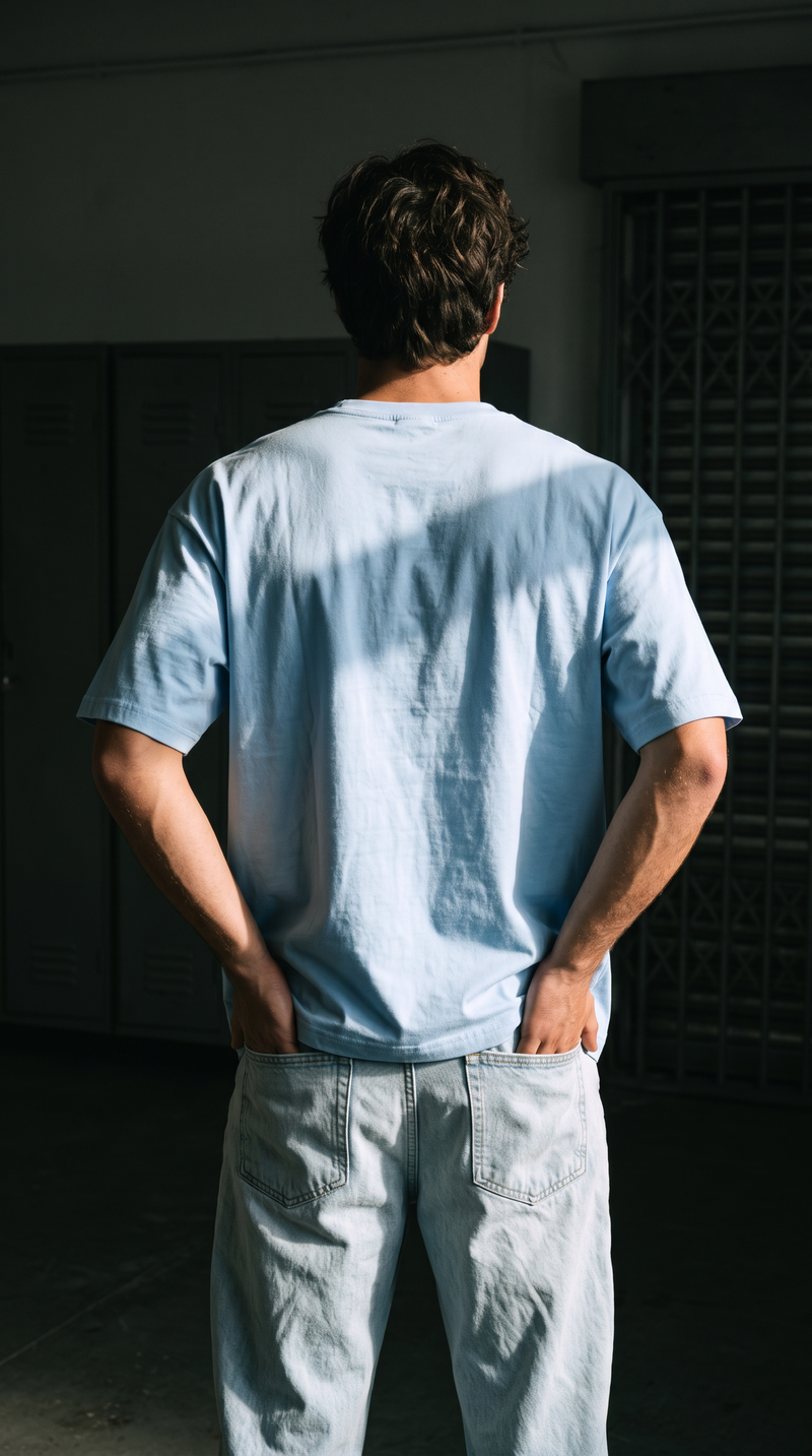 Sky Blue Oversized T-Shirt — 240 GSM Cotton Terry Plain Drop Shoulder Tee