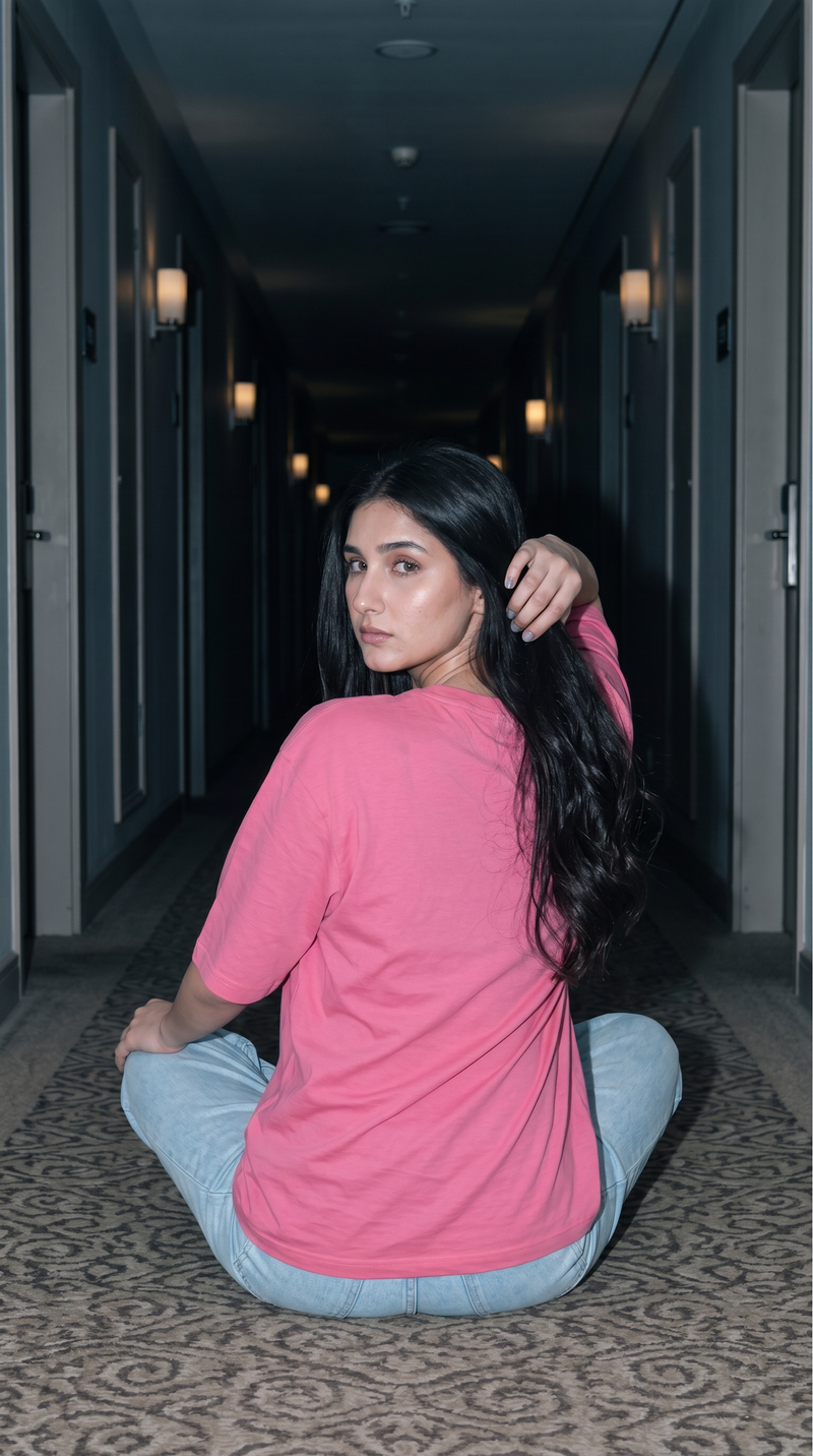 Hot Pink Oversized T-Shirt for Women – 240 GSM Cotton Terry Relaxed Fit Tee