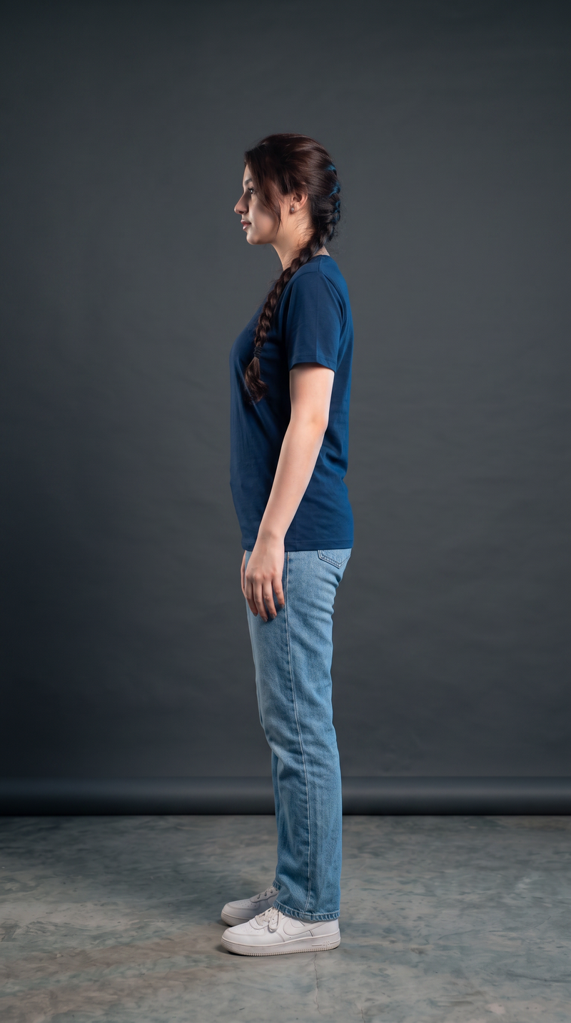 Navy Blue Basic T-Shirt for Women – 230 GSM Cotton Sinker Plain Crew Neck Tee