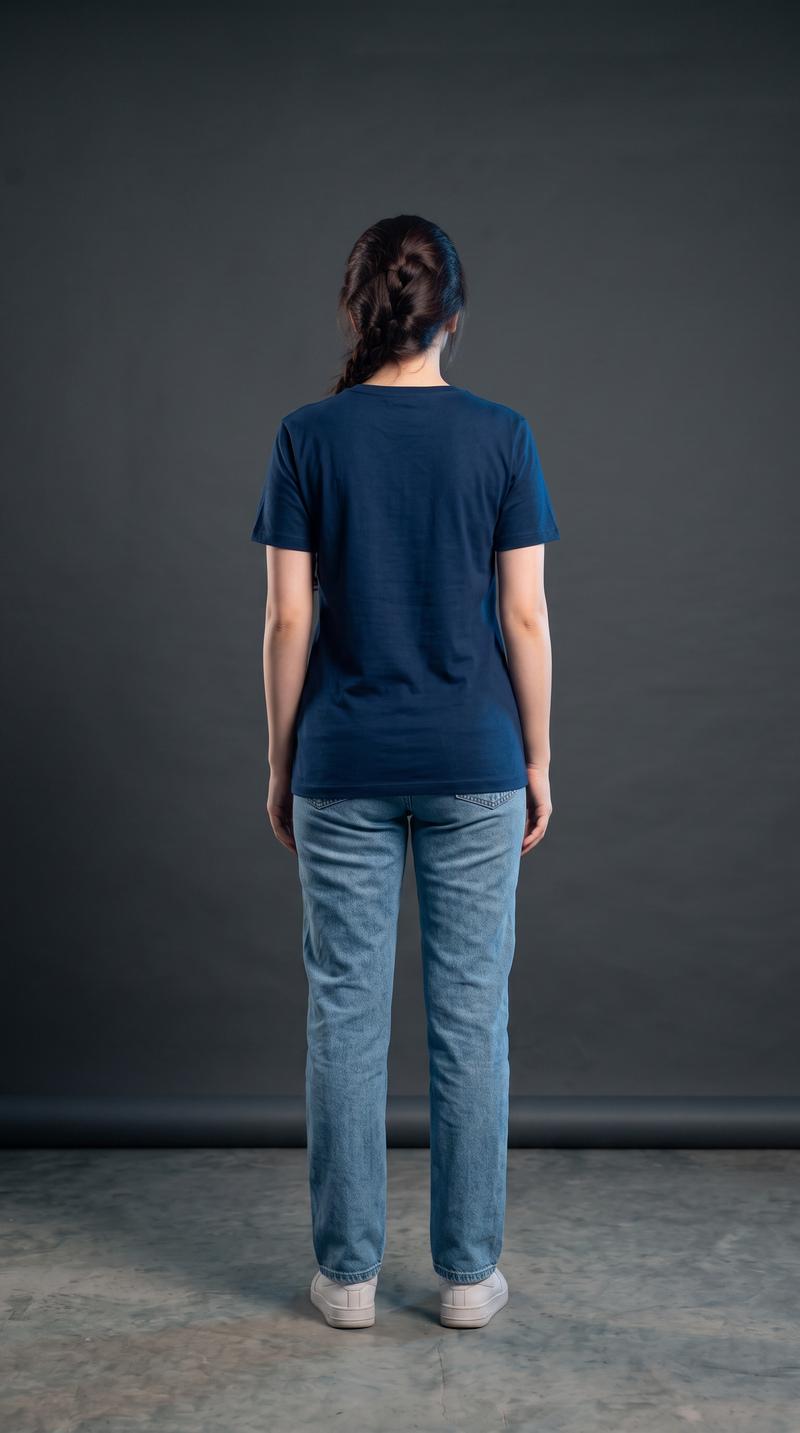Navy Blue Basic T-Shirt for Women – 230 GSM Cotton Sinker Plain Crew Neck Tee