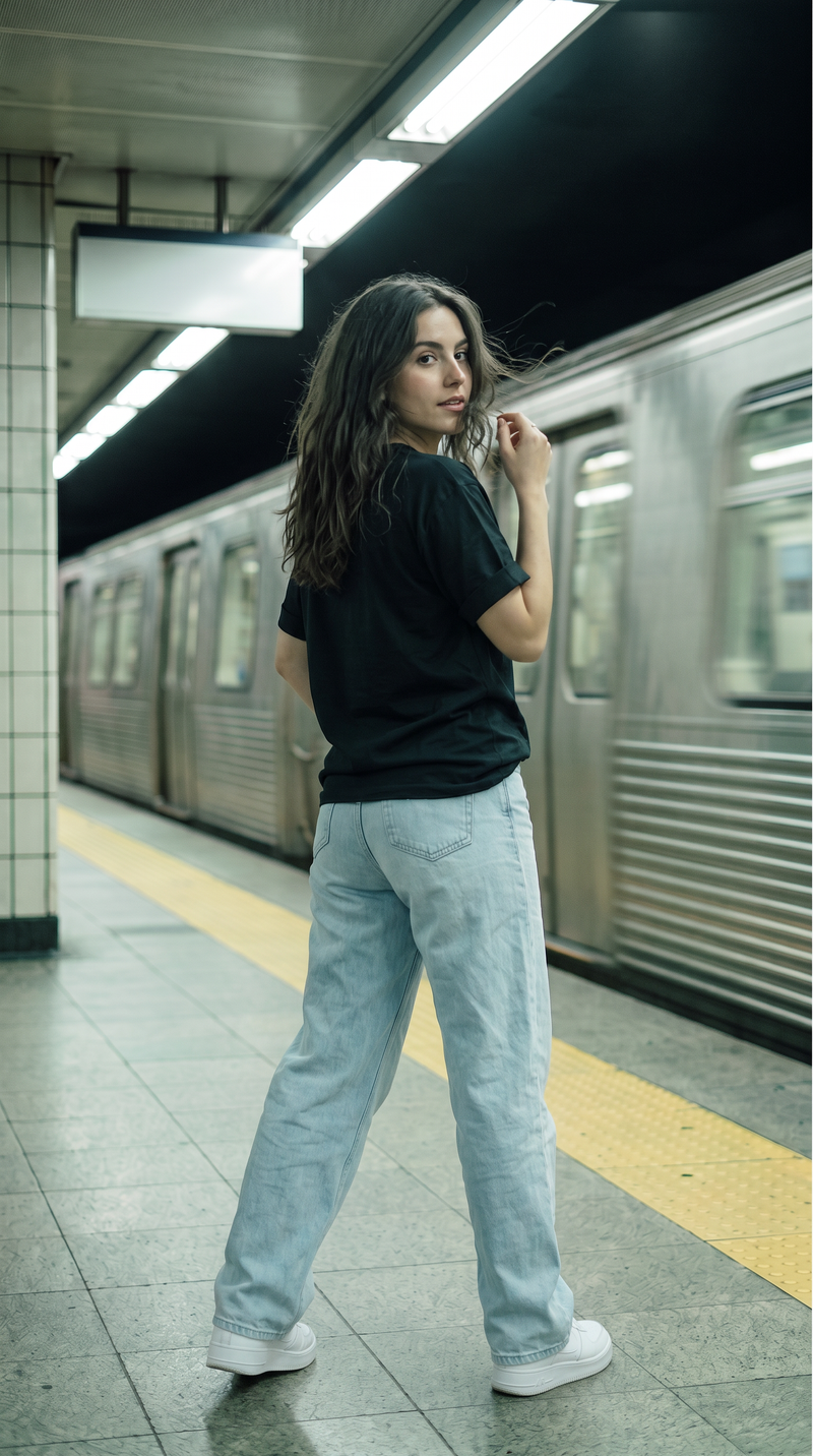 Black Oversized T-Shirt for Women – 240 GSM Cotton Terry Relaxed Fit Tee