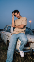 Sand Beige Oversized T-Shirt — 240 GSM Cotton Terry Plain Drop Shoulder Tee