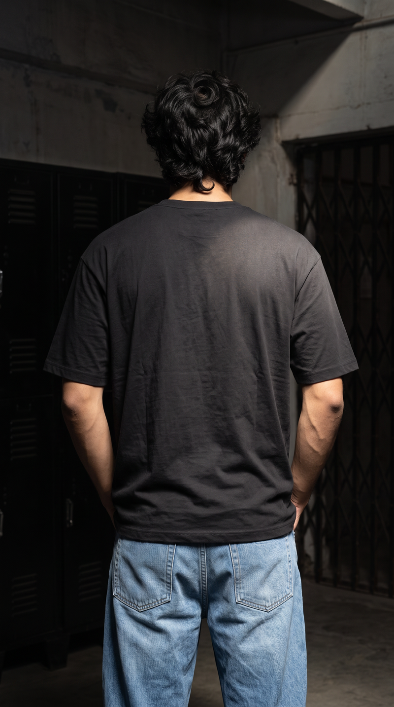 Black Oversized T-Shirt — 240 GSM Cotton Terry Plain Drop Shoulder Tee
