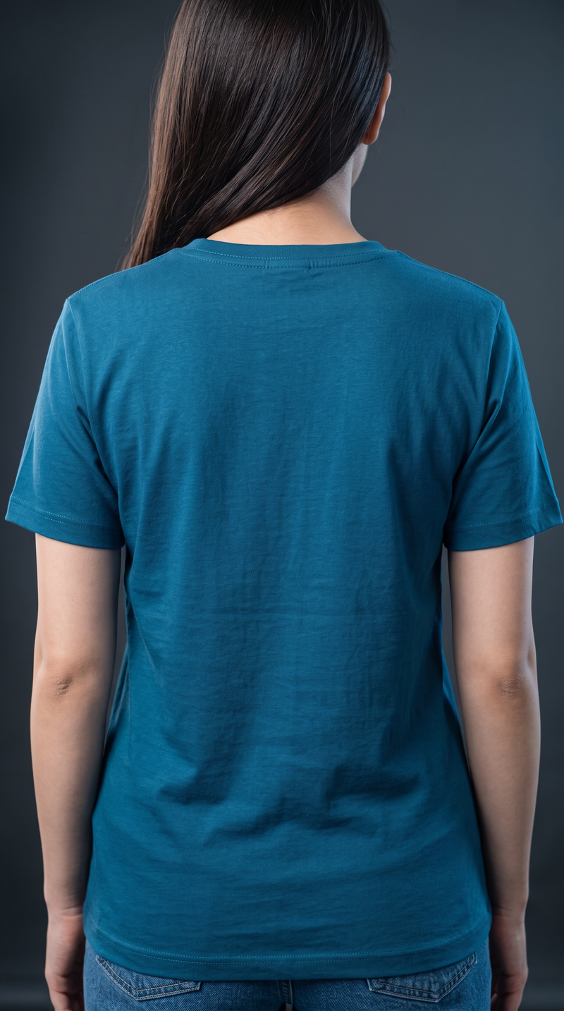 Teal Blue Basic T-Shirt for Women – 230 GSM Cotton Sinker Plain Crew Neck Tee