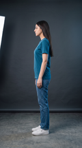 Teal Blue Basic T-Shirt for Women – 230 GSM Cotton Sinker Plain Crew Neck Tee