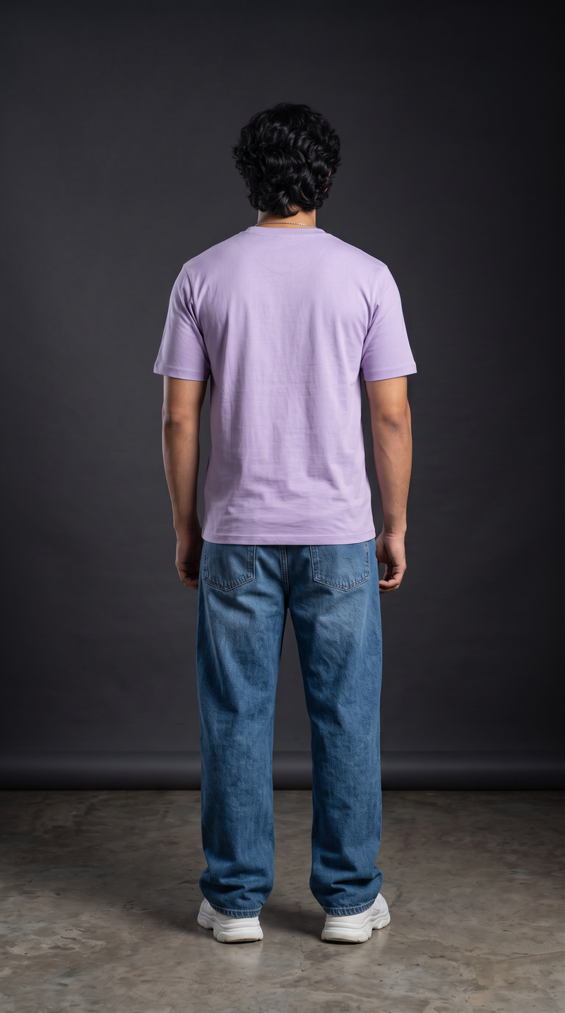 Lavender Basic T-Shirt — 230 GSM Cotton Sinker Plain Crew Neck Tee