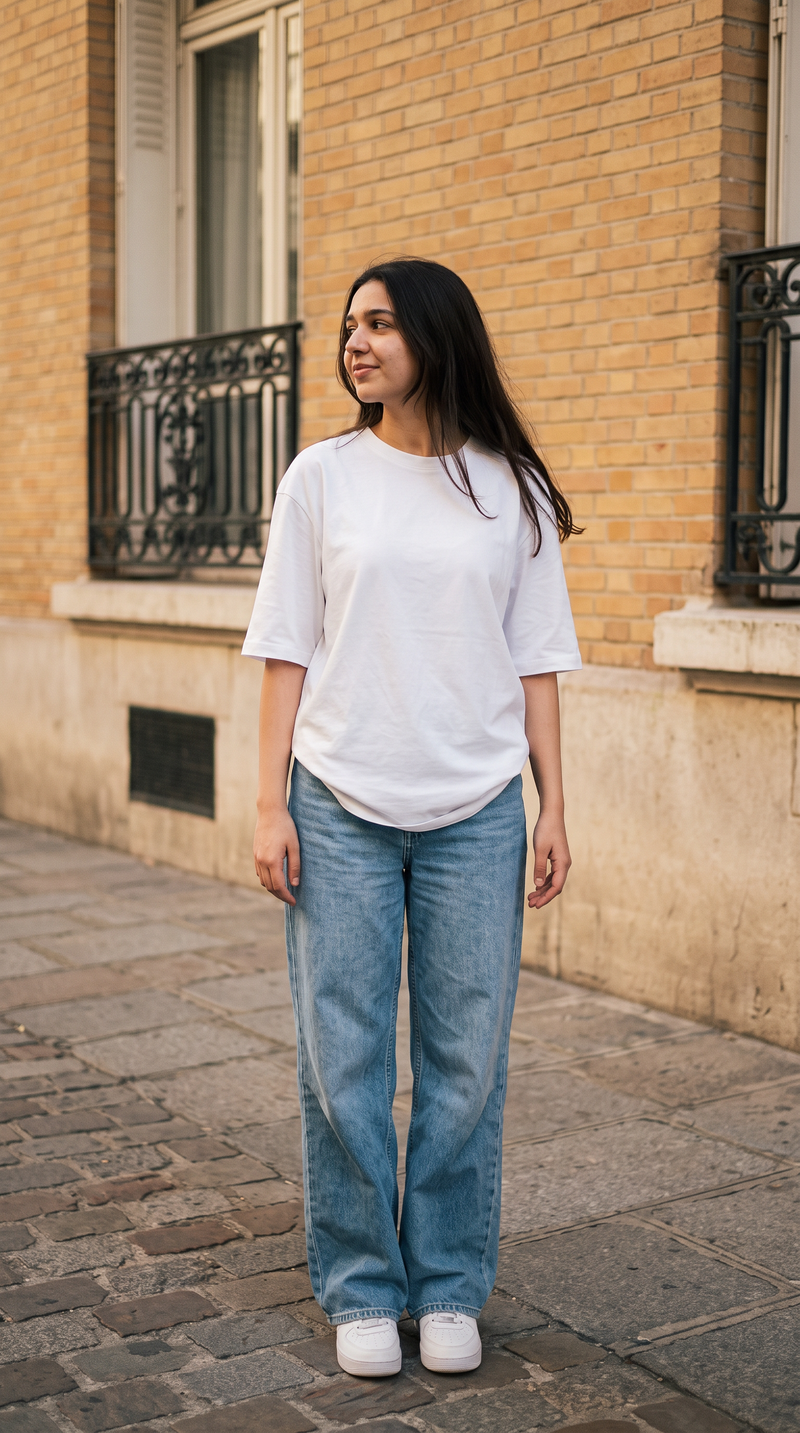 White Oversized T-Shirt for Women – 240 GSM Cotton Terry Relaxed Fit Tee